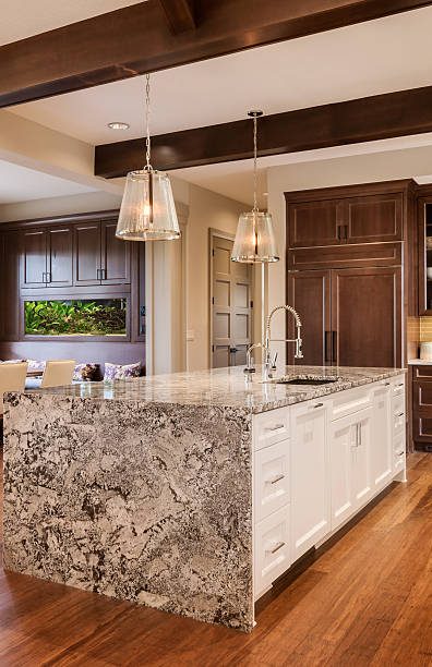 Kitchen with Island, Sink, Cabinets, and Hardwood Floors in new house